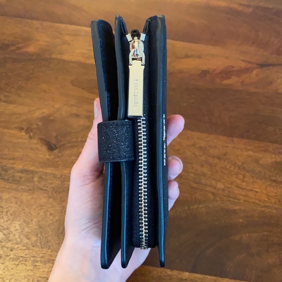 NIB- Kate Spade Lola glittery black medium bi-fold wallet - Picture 7 of 10